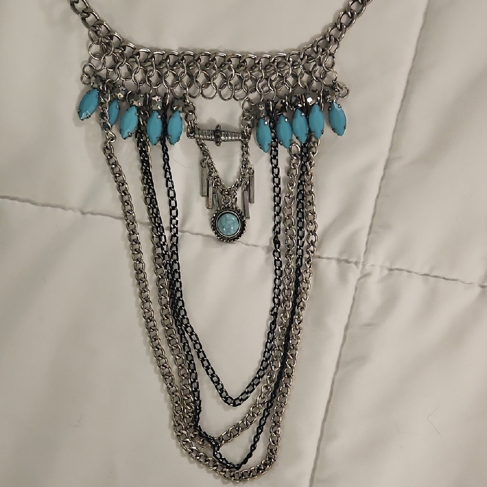 Silver and Turquoise Statement Necklace